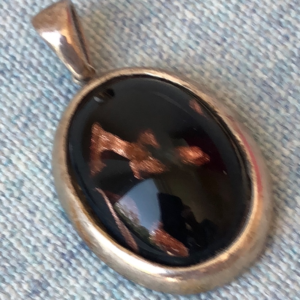 Murano Art glass gold foil sterling silver pendant